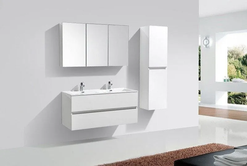 Spiegelschrank Bad, 120 cm, montiert, Hochglanz weiß, SIENA