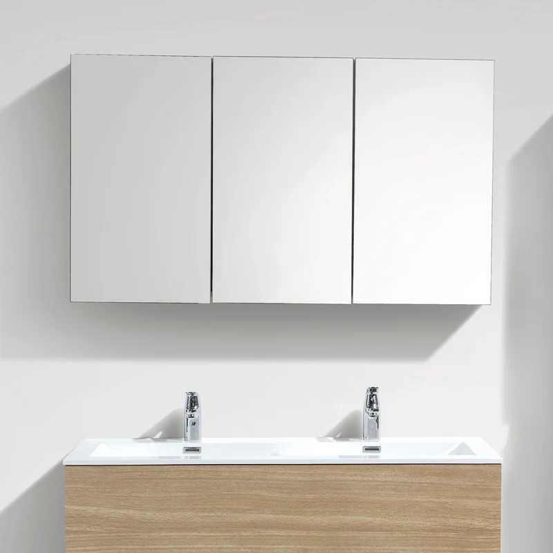 Spiegelschrank Bad, 120 cm, montiert, Eiche hell, SIENA