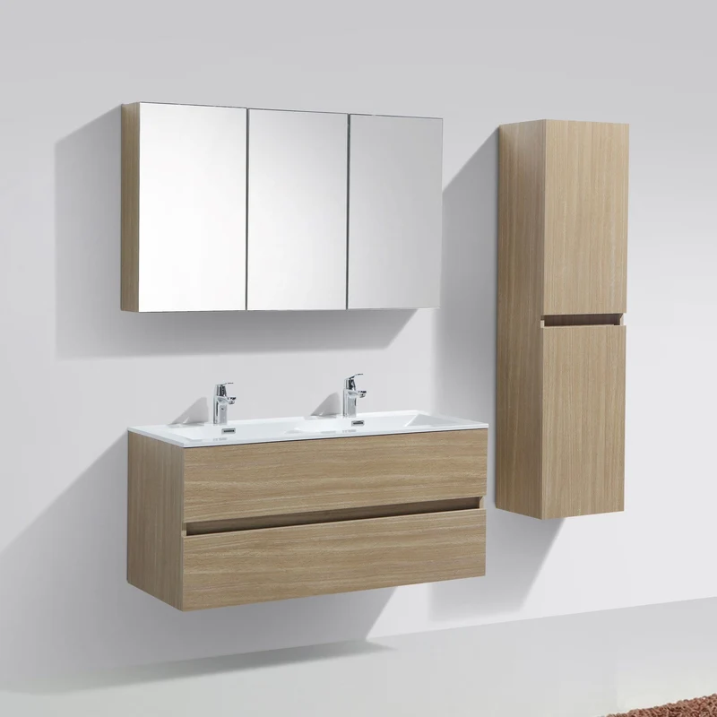 Spiegelschrank Bad, 120 cm, montiert, Eiche hell, SIENA