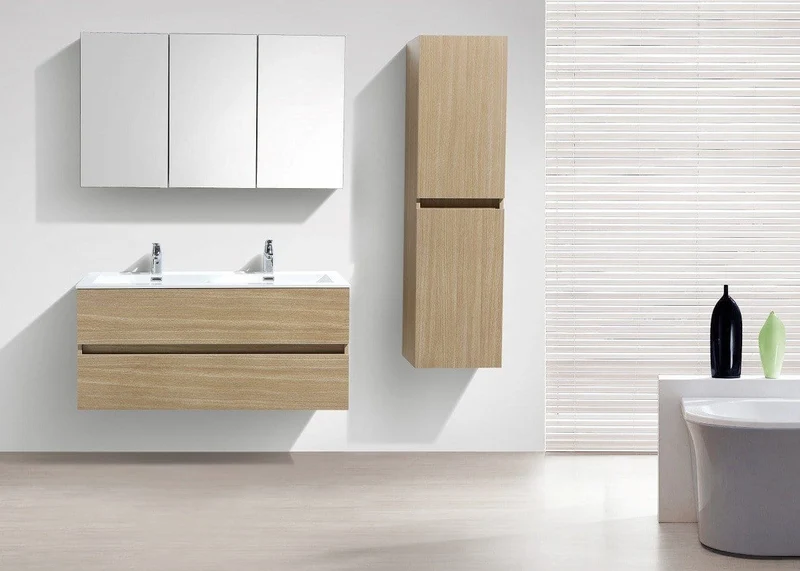 Spiegelschrank Bad, 120 cm, montiert, Eiche hell, SIENA