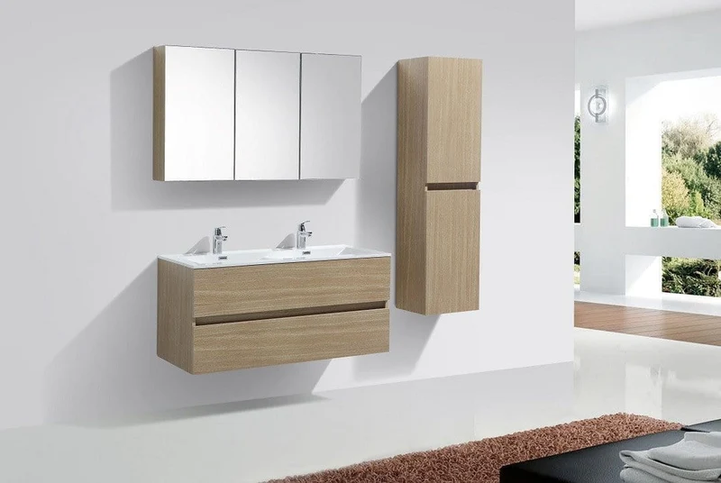 Spiegelschrank Bad, 120 cm, montiert, Eiche hell, SIENA