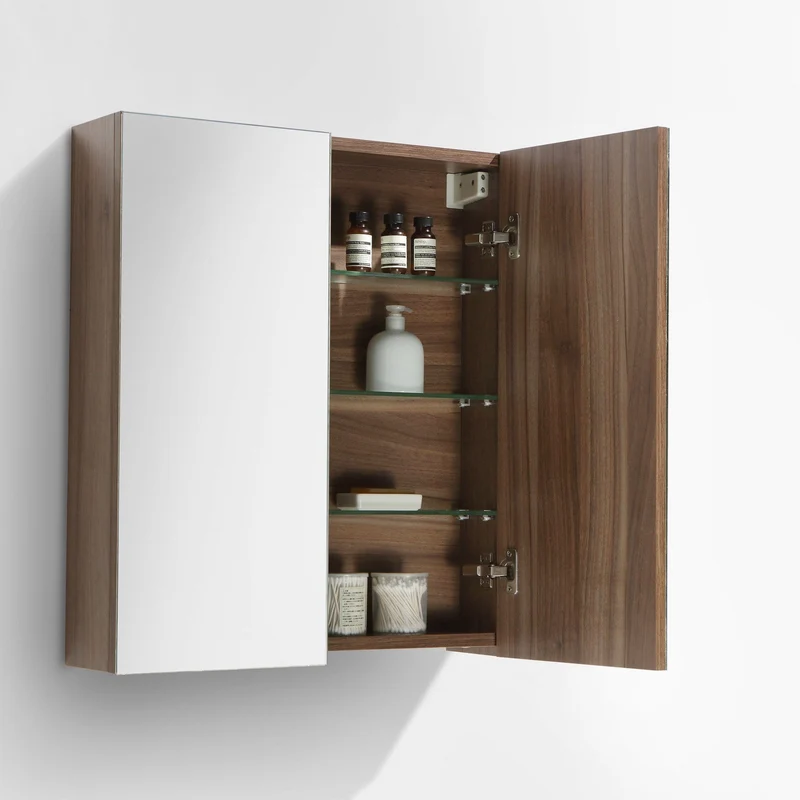 Spiegelschrank Bad, 60 cm, montiert, Nussbaum, SIENA