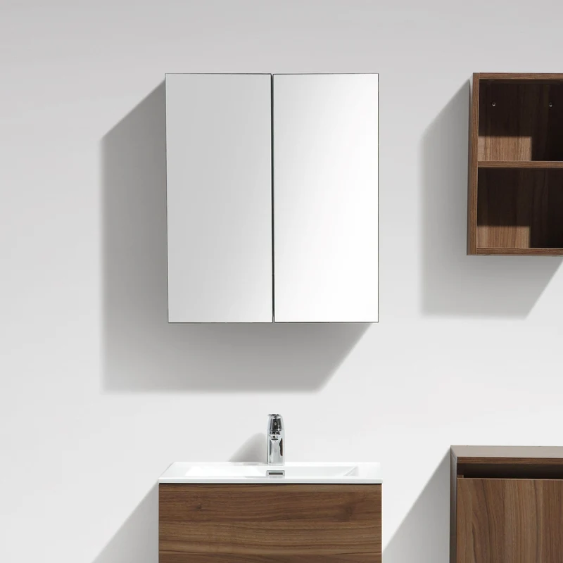 Spiegelschrank Bad, 60 cm, montiert, Nussbaum, SIENA