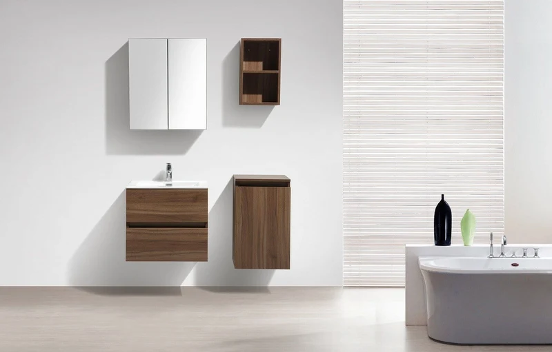 Spiegelschrank Bad, 60 cm, montiert, Nussbaum, SIENA