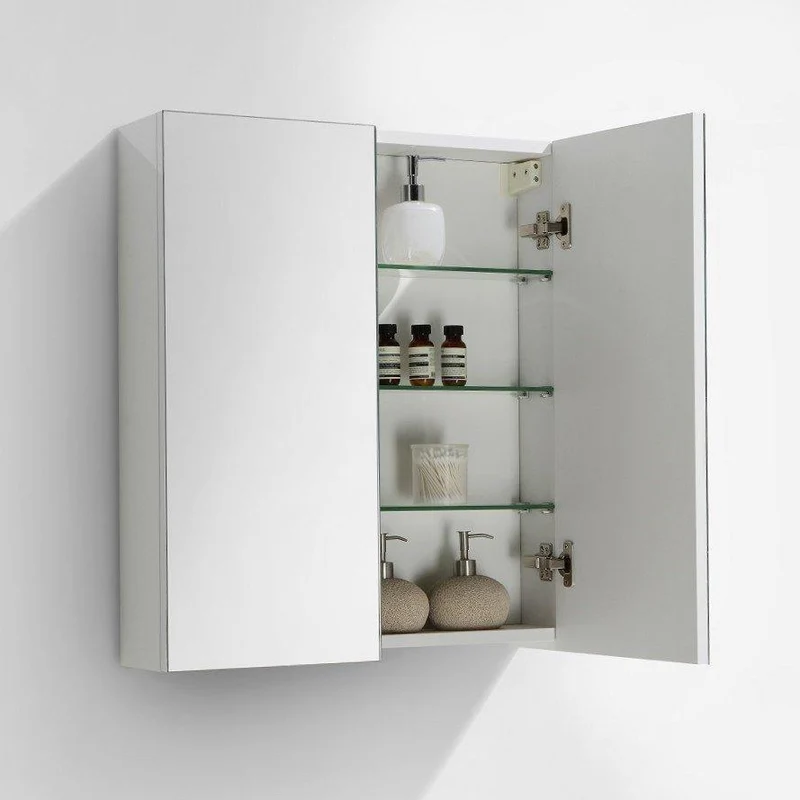 Spiegelschrank Bad, 60 cm, montiert, Hochglanz weiß, SIENA