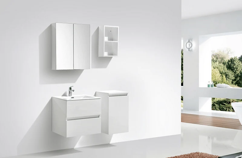 Spiegelschrank Bad, 60 cm, montiert, Hochglanz weiß, SIENA