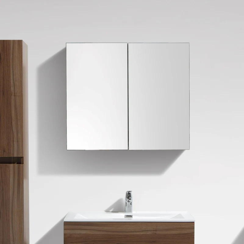 Spiegelschrank Bad, 80 cm, montiert, Nussbaum, SIENA