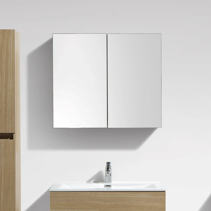 Spiegelschrank Bad, 80 cm, montiert, Eiche hell, SIENA