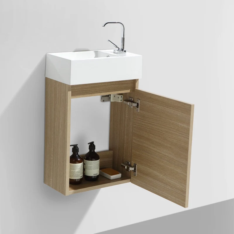 Waschtisch + Unterschrank 40cm, montiert, Eiche hell, SIENA