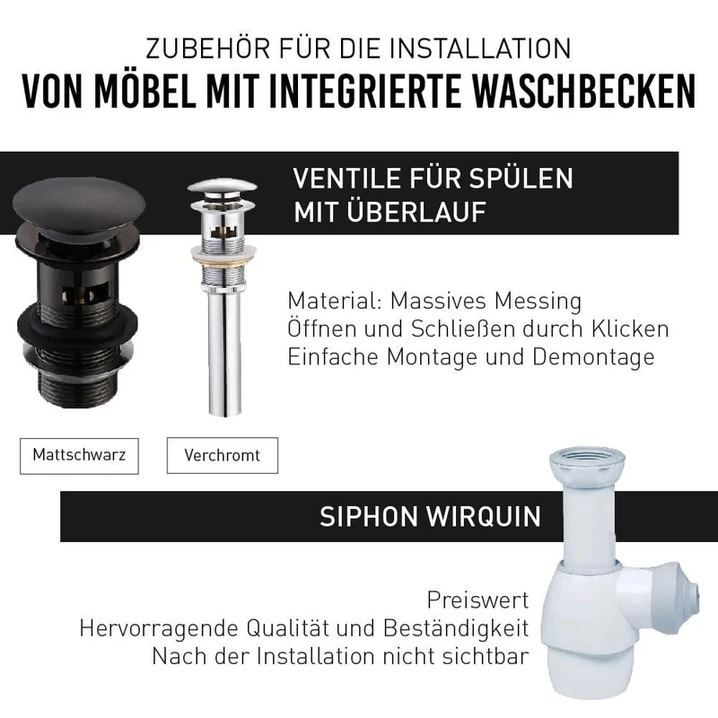 Waschtisch + Unterschrank 40cm, montiert, weiß lackiert, SIENA