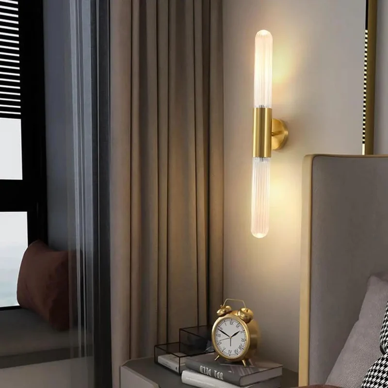 Sleek Wall Sconce Fixture With Smooth Brushed Brass Copper Build And Clear Glass Shade GU10 Socket Clean Vibe Lighting For Fresh Room Upgrade And Tight Home Setup