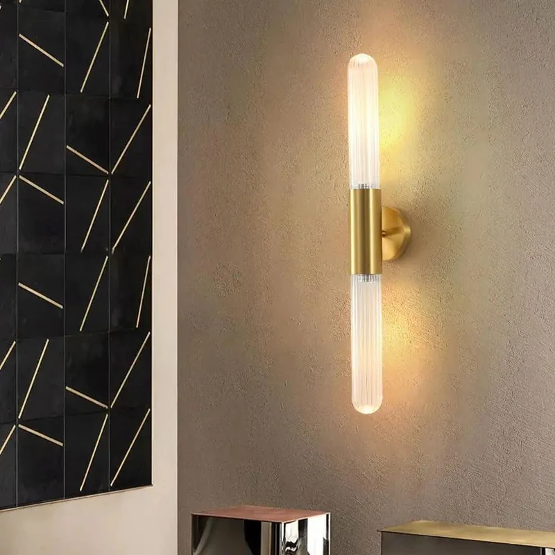 Sleek Wall Sconce Fixture With Smooth Brushed Brass Copper Build And Clear Glass Shade GU10 Socket Clean Vibe Lighting For Fresh Room Upgrade And Tight Home Setup