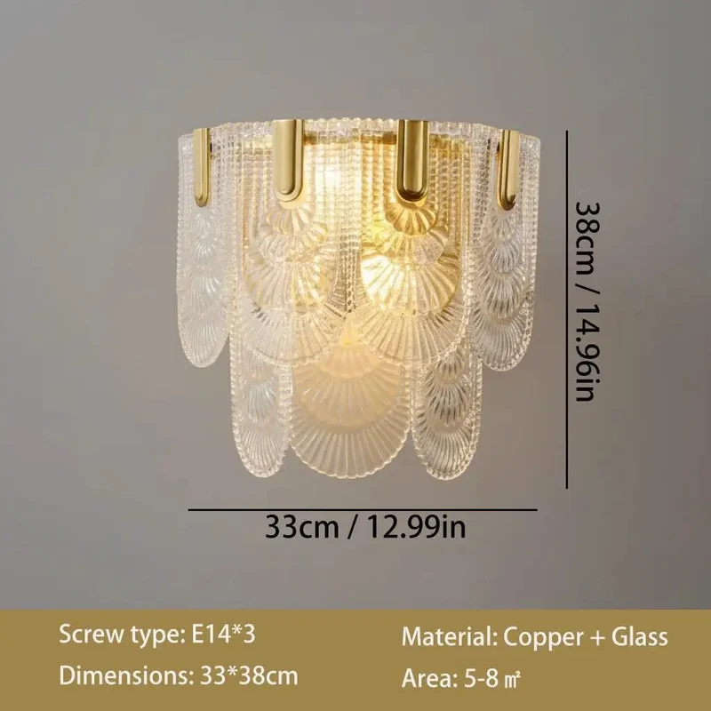 Modern Gold Brass Wall Sconce With Layered Textured Shell Glass Shade Ideal For Bedroom Living Room And Foyer Brings Next Level Ambiance That Truly Hits Different