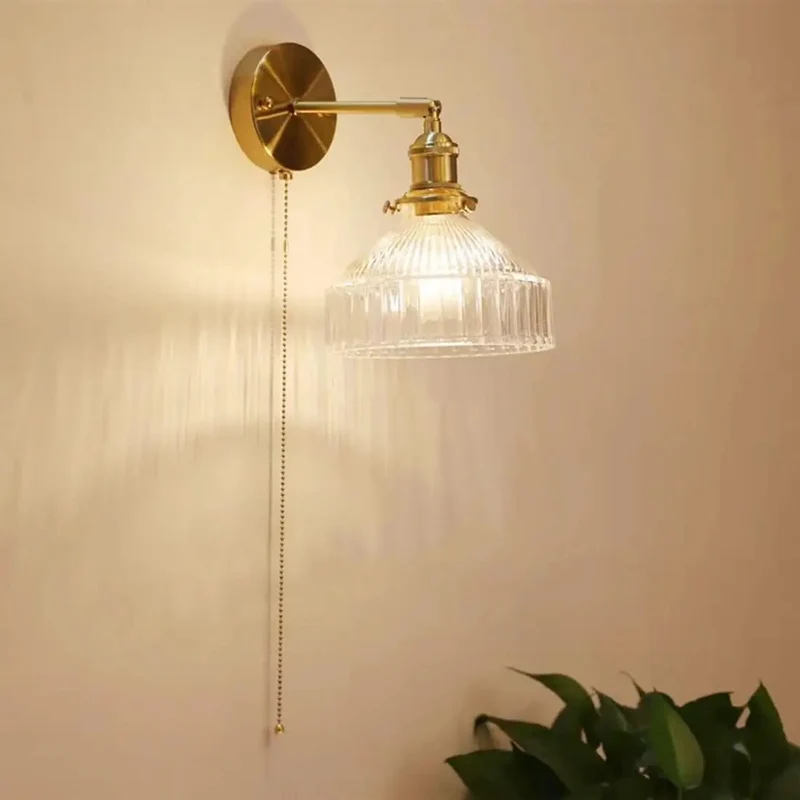 Killer Brass Wall Sconce With Hella Smooth Pull Chain Switch And 180 Degree Adjustable Swing Delivers Solid Vintage Glass Charm Perfect Chill Indoor Bedroom Hallway Lighting