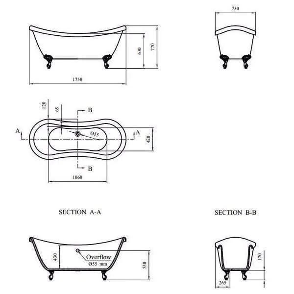 Freistehende Badewanne mit Füßen DARLINGTON