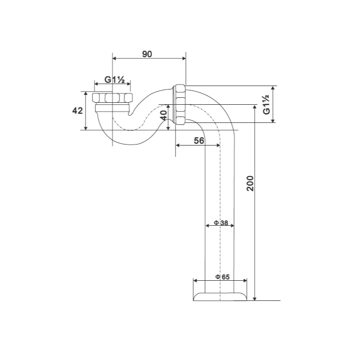 Siphon, vertikal, CRAWLEY für Gusseisen und Resicryl® Retro-Badewannen