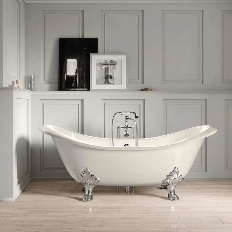 Freistehende Gusseisen Badewanne KINGSTON weiß