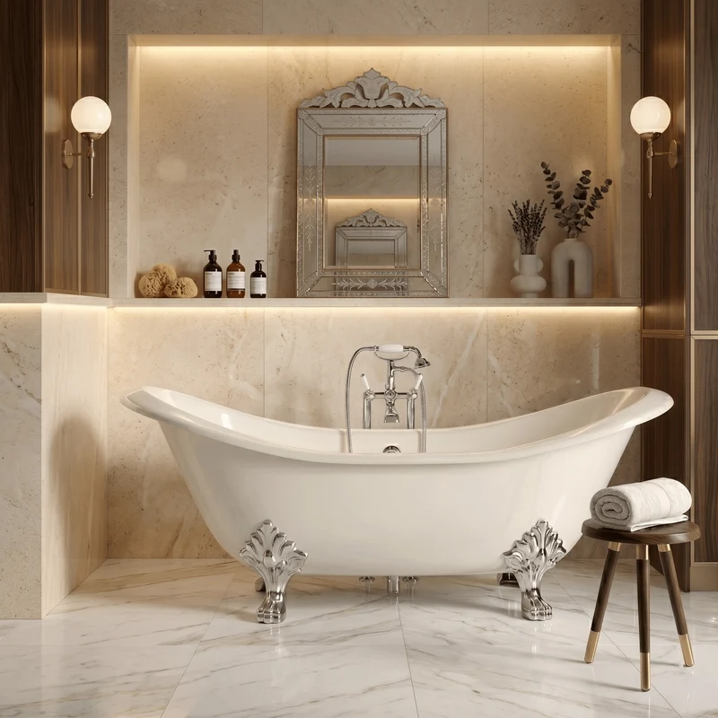 Freistehende Gusseisen Badewanne KINGSTON weiß