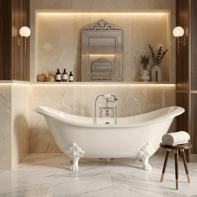Freistehende Gusseisen Badewanne KINGSTON weiß
