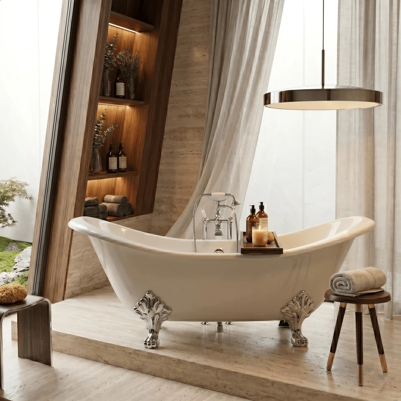 Freistehende Gusseisen Badewanne KINGSTON weiß