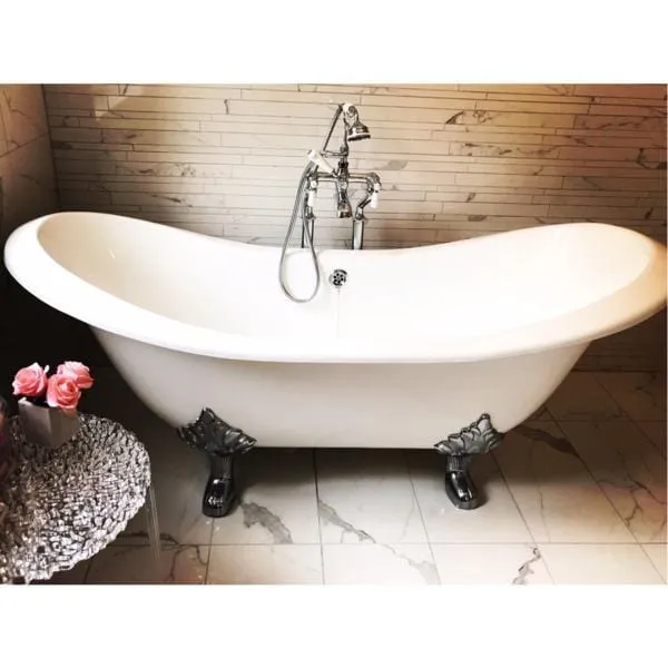 Freistehende Gusseisen Badewanne KINGSTON weiß