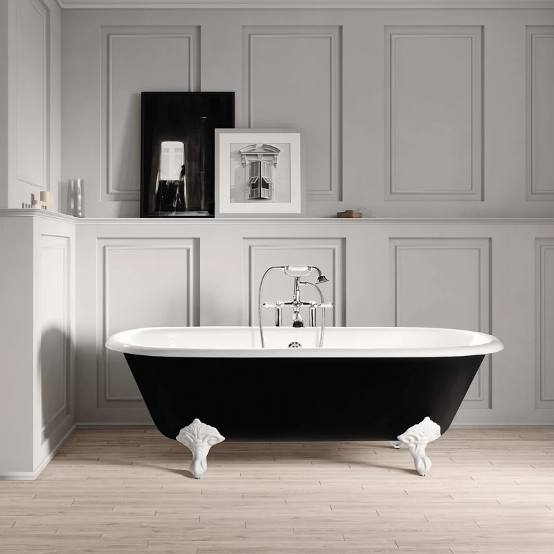 Freistehende Gusseisen Badewanne PLYMOUTH schwarz