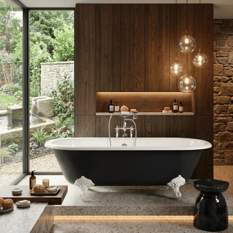 Freistehende Gusseisen Badewanne PLYMOUTH schwarz