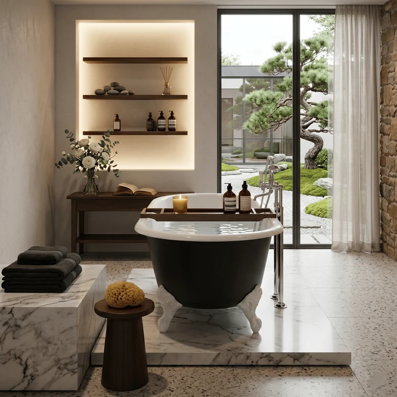Freistehende Gusseisen Badewanne PLYMOUTH schwarz