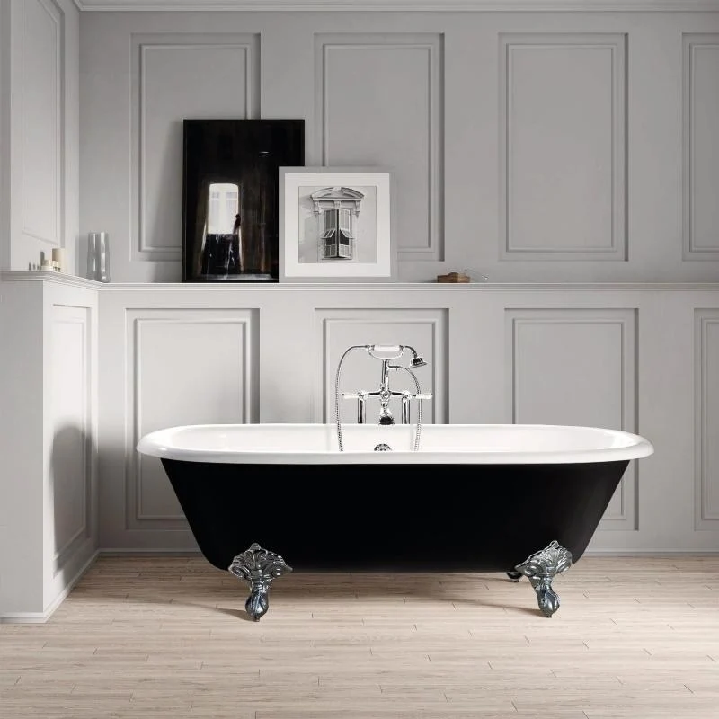 Freistehende Gusseisen Badewanne PLYMOUTH schwarz