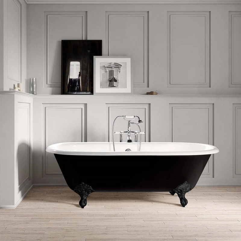 Freistehende Gusseisen Badewanne PLYMOUTH schwarz