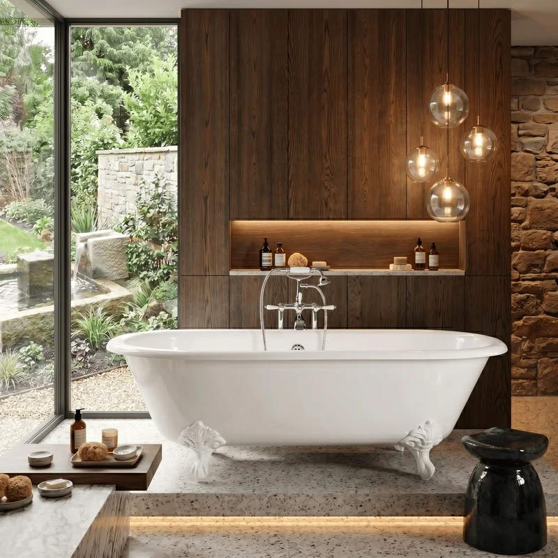 Freistehende Gusseisen Badewanne PLYMOUTH weiß
