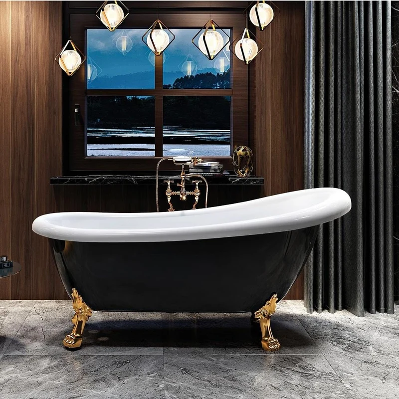 Freistehende Badewanne mit Füßen RICHMOND schwarz