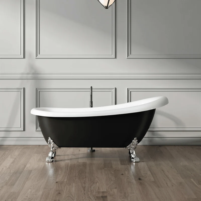 Freistehende Badewanne mit Füßen RICHMOND schwarz