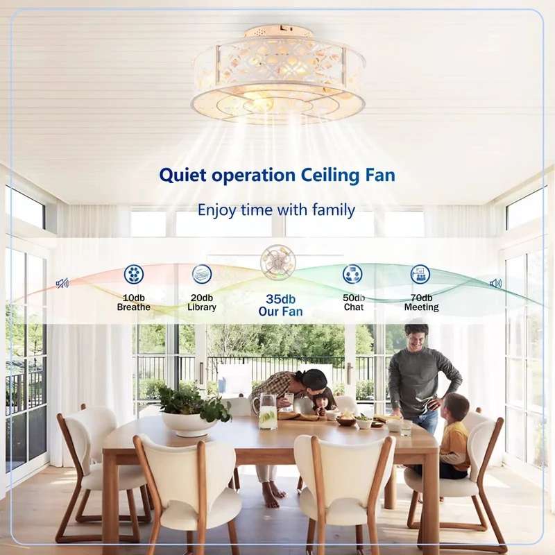 20 Inch Distressed White Retro Caged Ceiling Fan With Remote Flush Mount Hugger Low Profile Quiet Dc Motor Easy Breezy Zero Hassle Installation Sweet Bedroom Glow Four E26 Socket