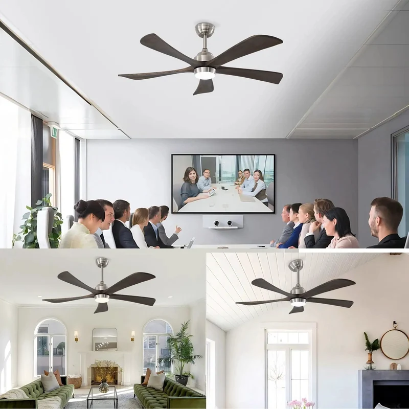 Top Tier 52 Inch Ceiling Fan Crafted With Heavy Duty Solid Wood Blades Built In LED Light And Wireless Remote Quiet Brushless Motor Pulls Reversible Airflow Fast Sets Up In Minutes Keeps Your Space Cool As Ice Year Round