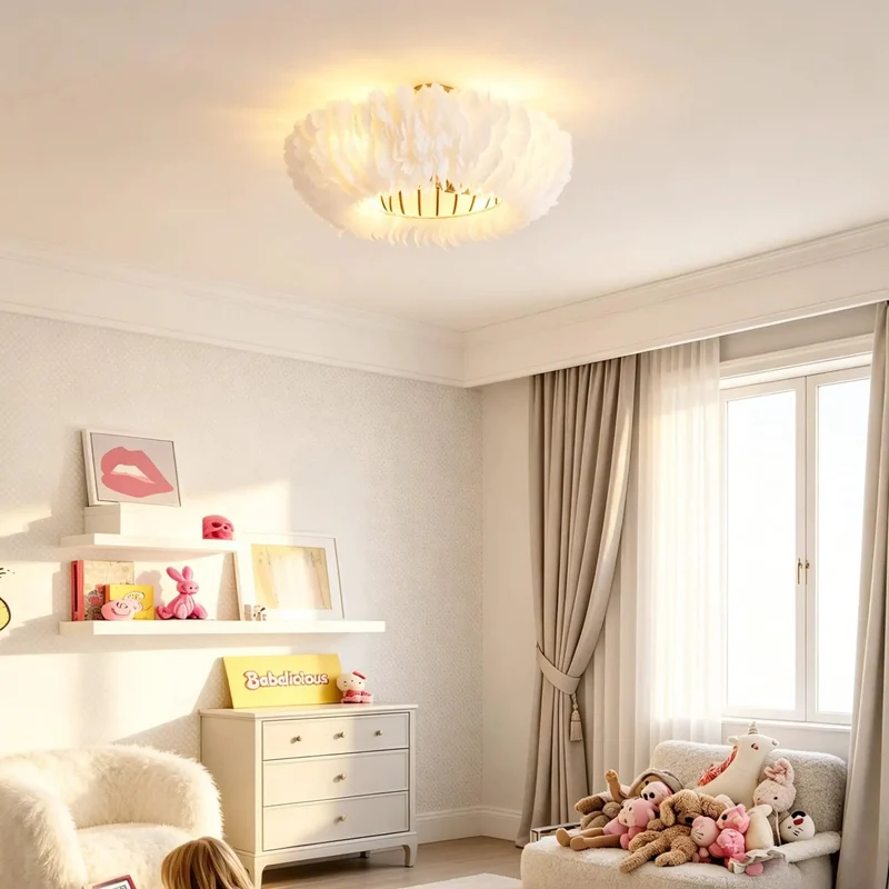 Twenty Inch Flush Mount Ceiling Fan With Remote And Chandelier Light Featuring Six Speed Dc Motor And Reversible Feather Styled Blades For Smooth Sailing And Zero Fuss Comfort