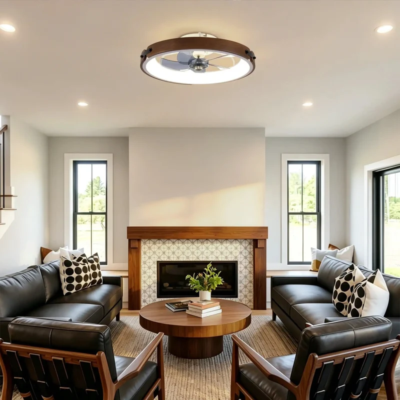 Top Pick 20 Inch Low Profile Ceiling Fan With Bright LED Light And Handheld Remote Flush Mount Quiet DC Motor Six Speeds Dimmable Warm To Cool White Walnut Blades For Cozy Bedroom And Modern Living Room Vibes