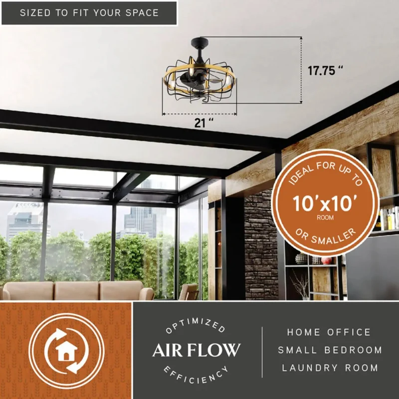 Sleek Modern Industrial Ceiling Fan 21 Inch With Dimmable Light Kit And Remote Control Perfect For Small Rooms And Bedrooms Delivers Three Speed Settings To Keep Your Pad Cool And Cozy All Year Long