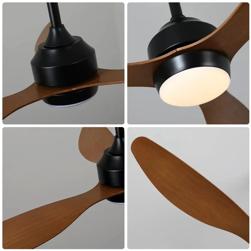 Slick 52 Inch Reversible Ceiling Fan With Dimmable LED Light And Hella Quiet DC Motor Featuring Three Walnut ABS Blades Seamless Remote Control For Farmhouse Rooms And Covered Patios Smooth Operation Guarantee