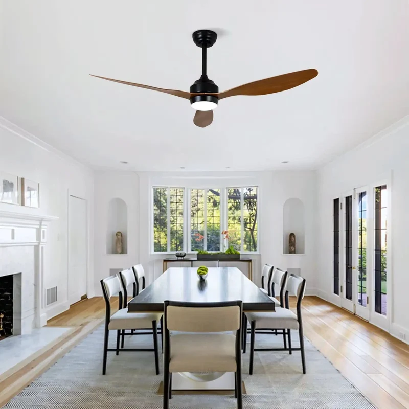 Slick 52 Inch Reversible Ceiling Fan With Dimmable LED Light And Hella Quiet DC Motor Featuring Three Walnut ABS Blades Seamless Remote Control For Farmhouse Rooms And Covered Patios Smooth Operation Guarantee