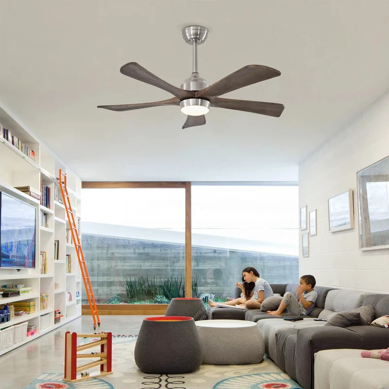 42 Inch Ceiling Fan With Solid Wood Blades And Integrated Led Lighting Quiet Dc Motor Six Speed Settings Remote Control Reversible Direction Slick Design Smooth Operation Ideal For Patios Living Rooms Bedrooms Offices Top Shelf Cooling Setup