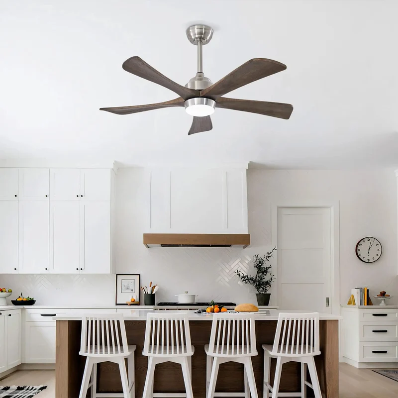 42 Inch Ceiling Fan With Solid Wood Blades And Integrated Led Lighting Quiet Dc Motor Six Speed Settings Remote Control Reversible Direction Slick Design Smooth Operation Ideal For Patios Living Rooms Bedrooms Offices Top Shelf Cooling Setup