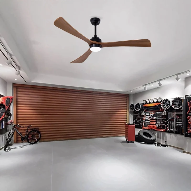 62 Inch Solid Wood Blade Ceiling Fan With Integrated Lighting And Wireless Remote Quiet DC Motor Six Speeds Reversible Flow Delivers Smooth Cooling To Living Rooms Patios And Bedrooms