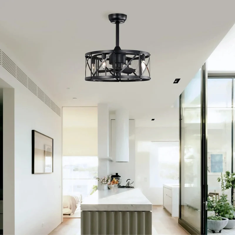 Rugged Industrial Ceiling Fan With Smart Remote 3 Speed Ac Motor Built In Timer Slick Matte Black Finish Compact 20 Inch Design Vibe Ready For Living Rooms And Bedrooms Bulb Not Included Top Tier Cooling