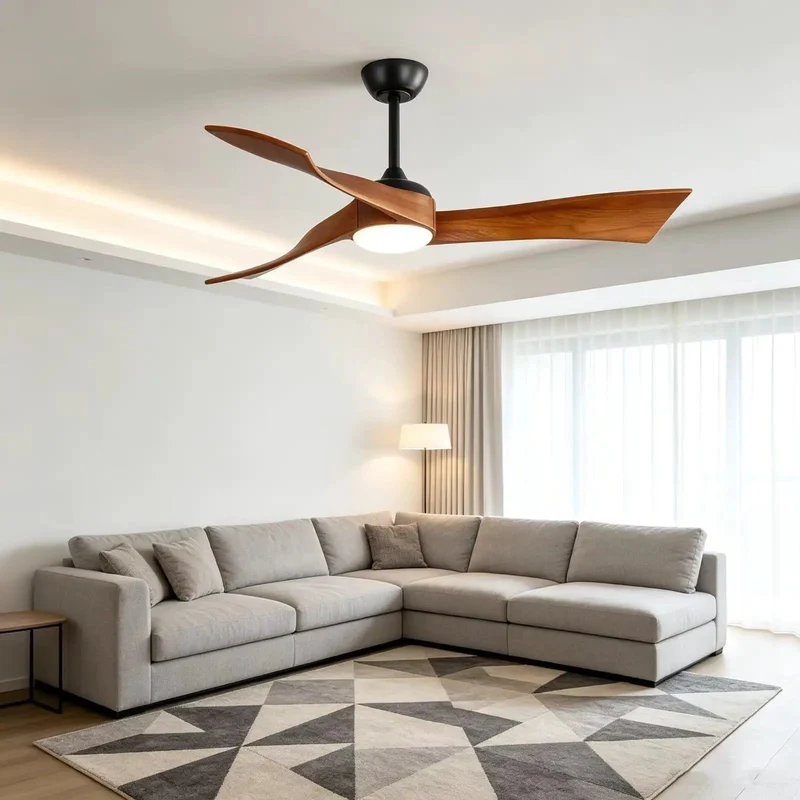 52 Inch Farmhouse Ceiling Fan With Hand Carved Wood Blades And Sweet Dimmable Led Lighting Driven By Dead Silent Dc Motor Delivering Killer Cooling Airflow With Smooth Remote Control And Rock Solid Build For Medium Large Rooms