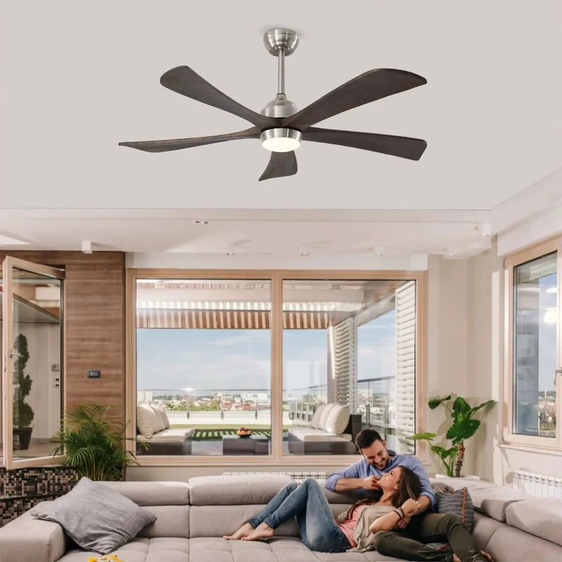 52 Inch Ceiling Fan With Solid Wood Blades And Integrated Light Kit Powered By A Whisper Quiet Dc Motor Six Speed Controls Reversible Rotation Wireless Remote And No Sweat Setup That Keeps Your House Totally Chill In A Sleek Nickel Finish