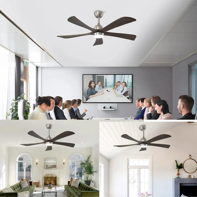 52 Inch Ceiling Fan With Solid Wood Blades And Integrated Light Kit Powered By A Whisper Quiet Dc Motor Six Speed Controls Reversible Rotation Wireless Remote And No Sweat Setup That Keeps Your House Totally Chill In A Sleek Nickel Finish