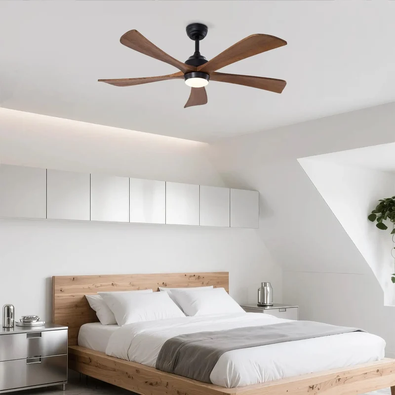52 Inch Matte Black Ceiling Fan With Reversible Solid Wood Blades And Integrated Remote Controlled Lighting Featuring Super Silent Dc Motor Six Killer Speed Settings Straight Up Big Room Chill