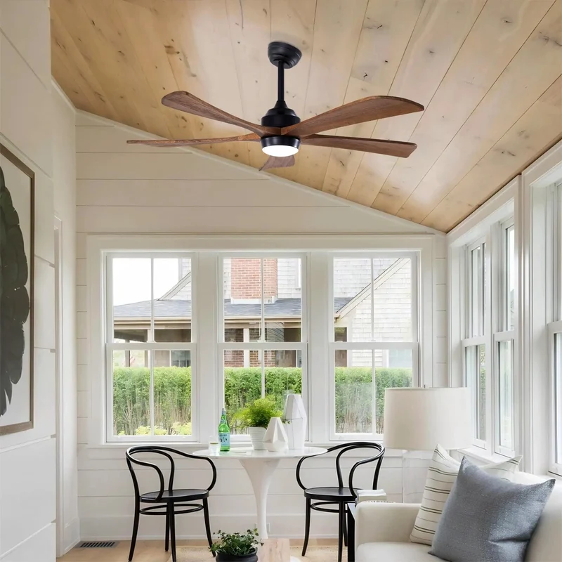 52 Inch Matte Black Ceiling Fan With Reversible Solid Wood Blades And Integrated Remote Controlled Lighting Featuring Super Silent Dc Motor Six Killer Speed Settings Straight Up Big Room Chill