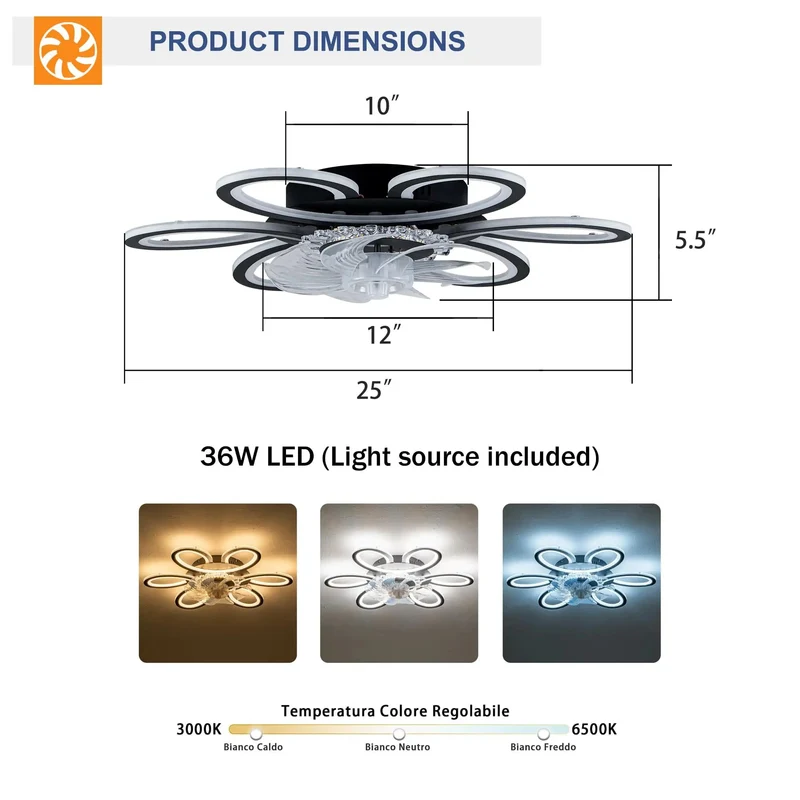 Sleek Matte Black Ceiling Fan With Built In Lights And Full Function Remote Delivers Whisper Quiet Action Six Speed Settings Wall Switch Included No Sweat Setup For Crisp Cooling And Chill Home Vibes All Day Long